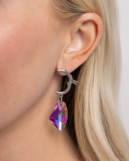 Savory Side - Multi UV Rhinestone Silver Postback Earrings - Paparazzi Accessories