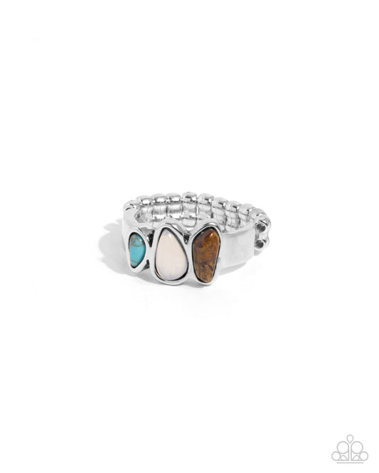 Colored Character - Blue Turquoise, Tiger's Eye Stone Silver Ring - Paparazzi Accessories