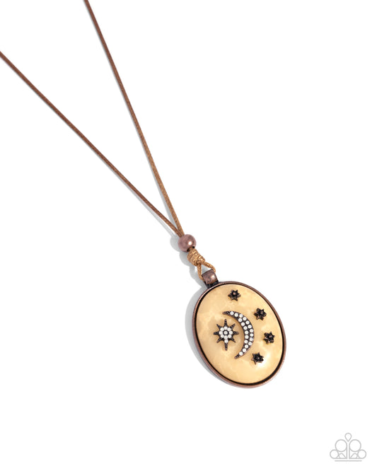 Stellar Service - Copper Moon & Stars Pendant Necklace - Paparazzi Accessories