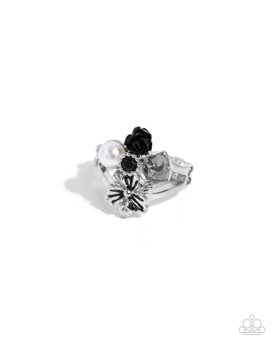 Gardening Gang - Black Flower Ring - Paparazzi Accessories