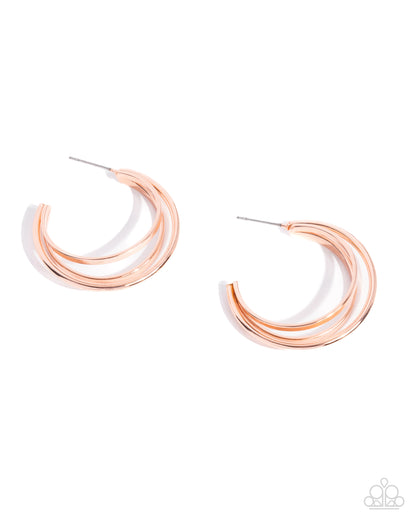 Curly Charisma - Copper Hoop Post Back Earrings - Paparazzi Accessories