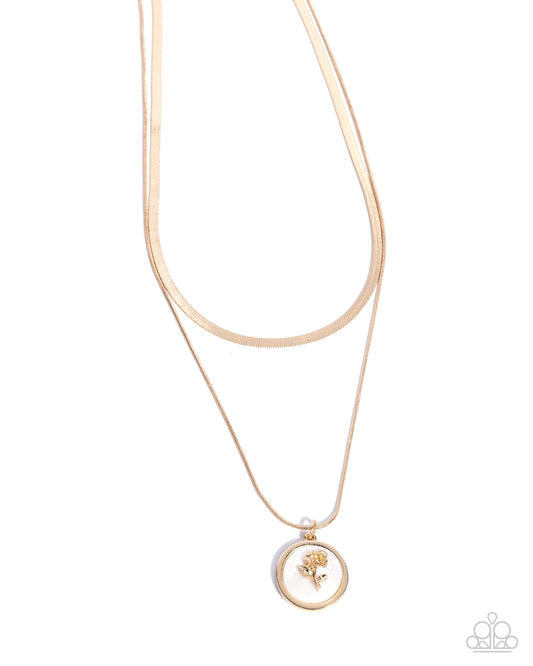 Garden Gallery - Gold Rose Pendant Necklace - Paparazzi Accessories