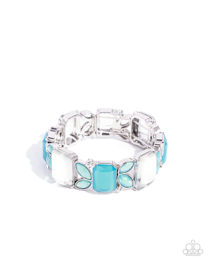 Lavish Laurels - Blue Stretch Bracelet - Paparazzi Accessories