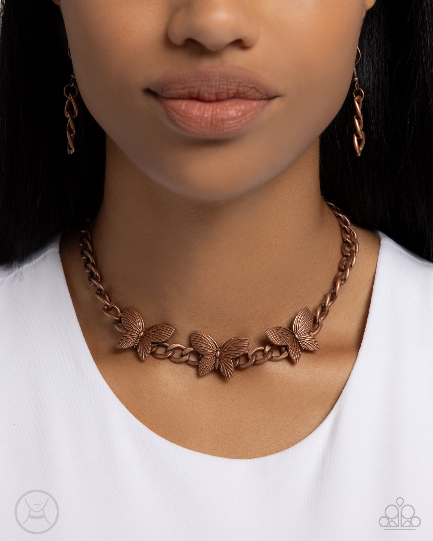 Aerial Ambition - Copper Butterfly Choker Necklace - Paparazzi Accessories