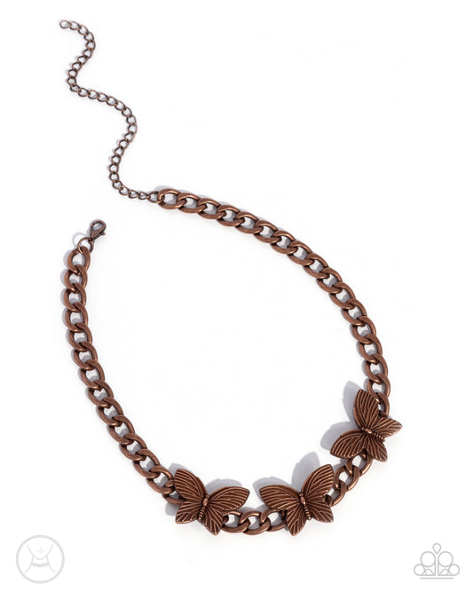 Aerial Ambition - Copper Butterfly Choker Necklace - Paparazzi Accessories