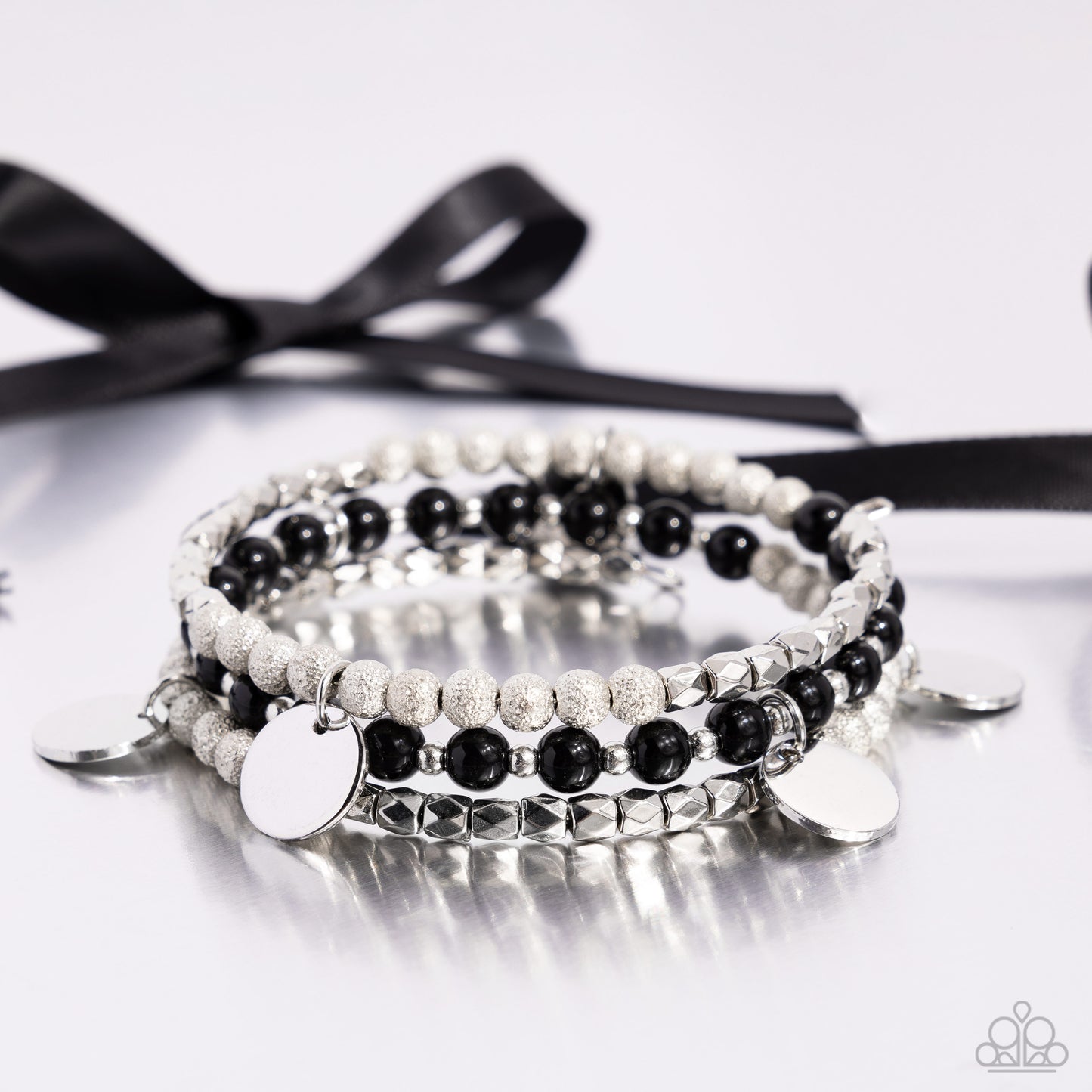 Boundless Beaches - Black Beaded Coil Bracelet - Paparazzi Accessories
