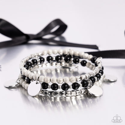 Boundless Beaches - Black Beaded Coil Bracelet - Paparazzi Accessories