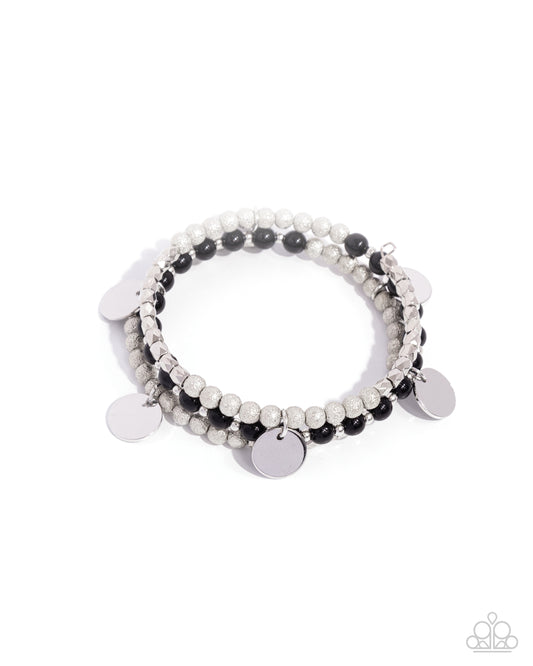 Boundless Beaches - Black Beaded Coil Bracelet - Paparazzi Accessories