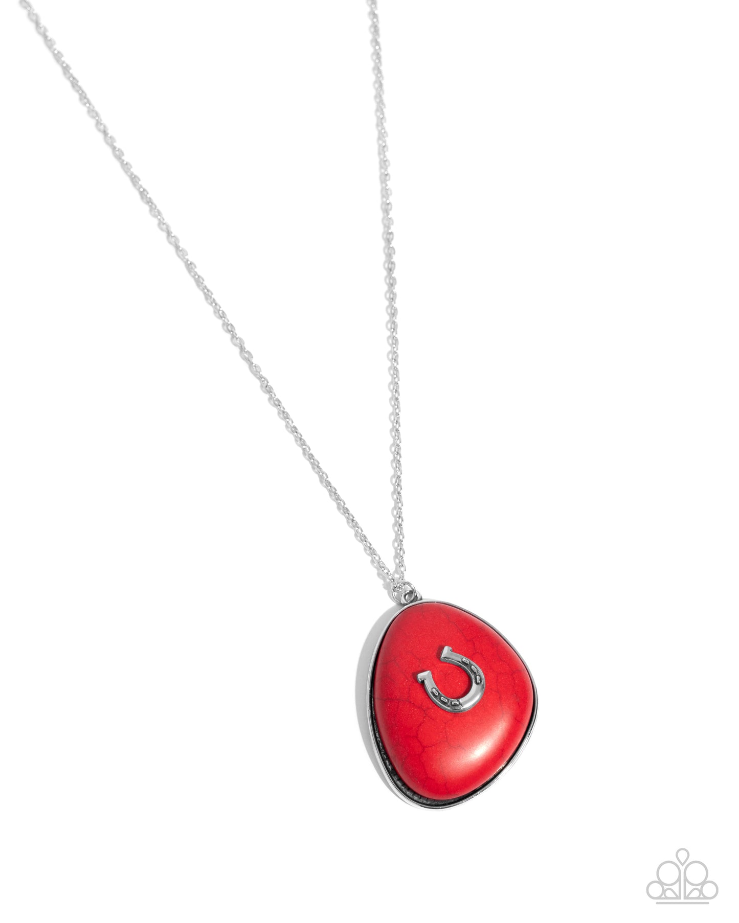 Horseshoe Hoedown - Red Crackle Stone Pendant Necklace - Paparazzi Accessories