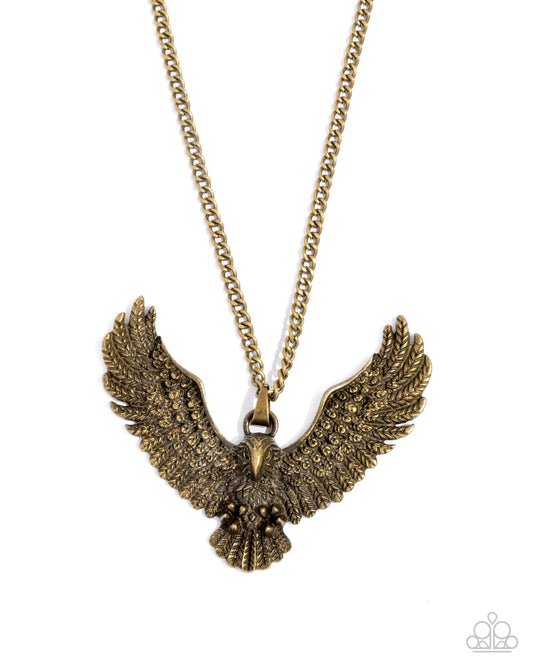 Edgy Eagle - Brass Pendant Necklace - Paparazzi Accessories