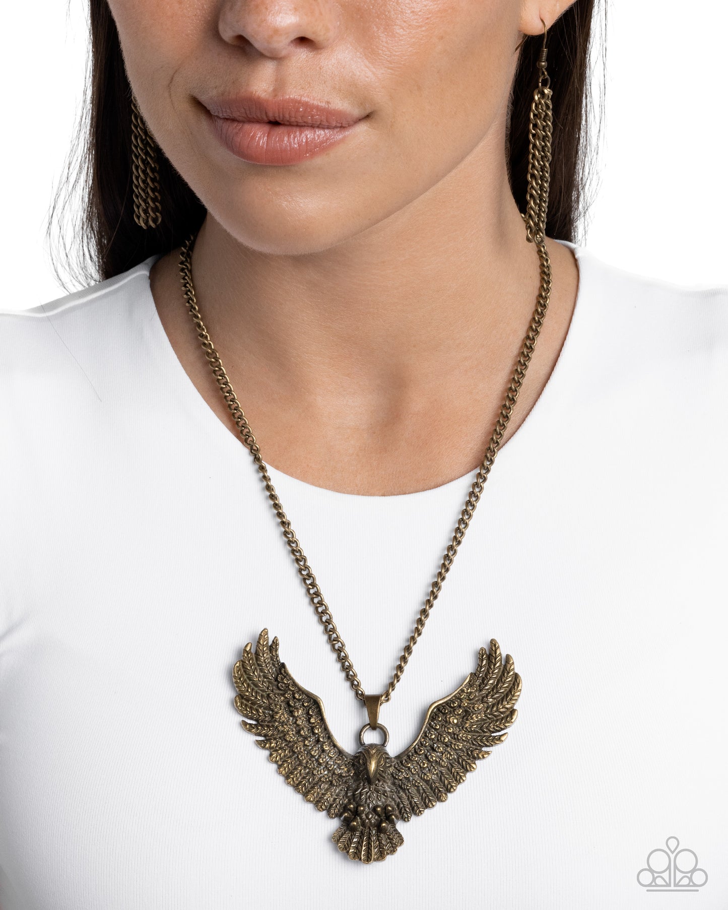 Edgy Eagle - Brass Pendant Necklace - Paparazzi Accessories