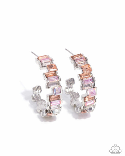 Fashionably Framed - Orange Rhinestone Hoop Earrings - Paparazzi Accessories