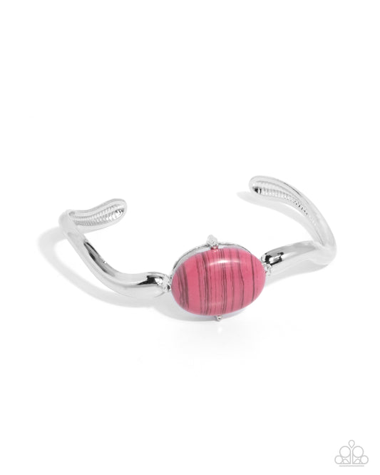 Striped Sensation - Pink Cuff Bracelet - Paparazzi Accessories