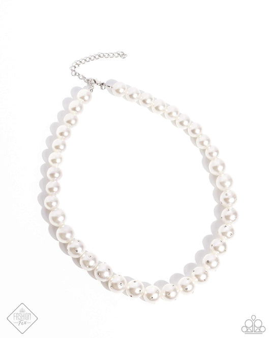 Dashing Definition - White Pearl Necklace - Paparazzi Accessories