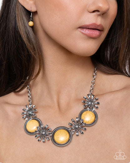 Cowboy Casanova - Yellow Crackle Stone Necklace - Paparazzi Accessories