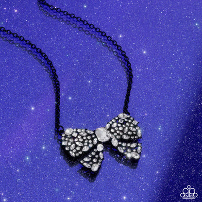 Bewitching Bow - Black Dipped Metal Necklace - Paparazzi Accessories
