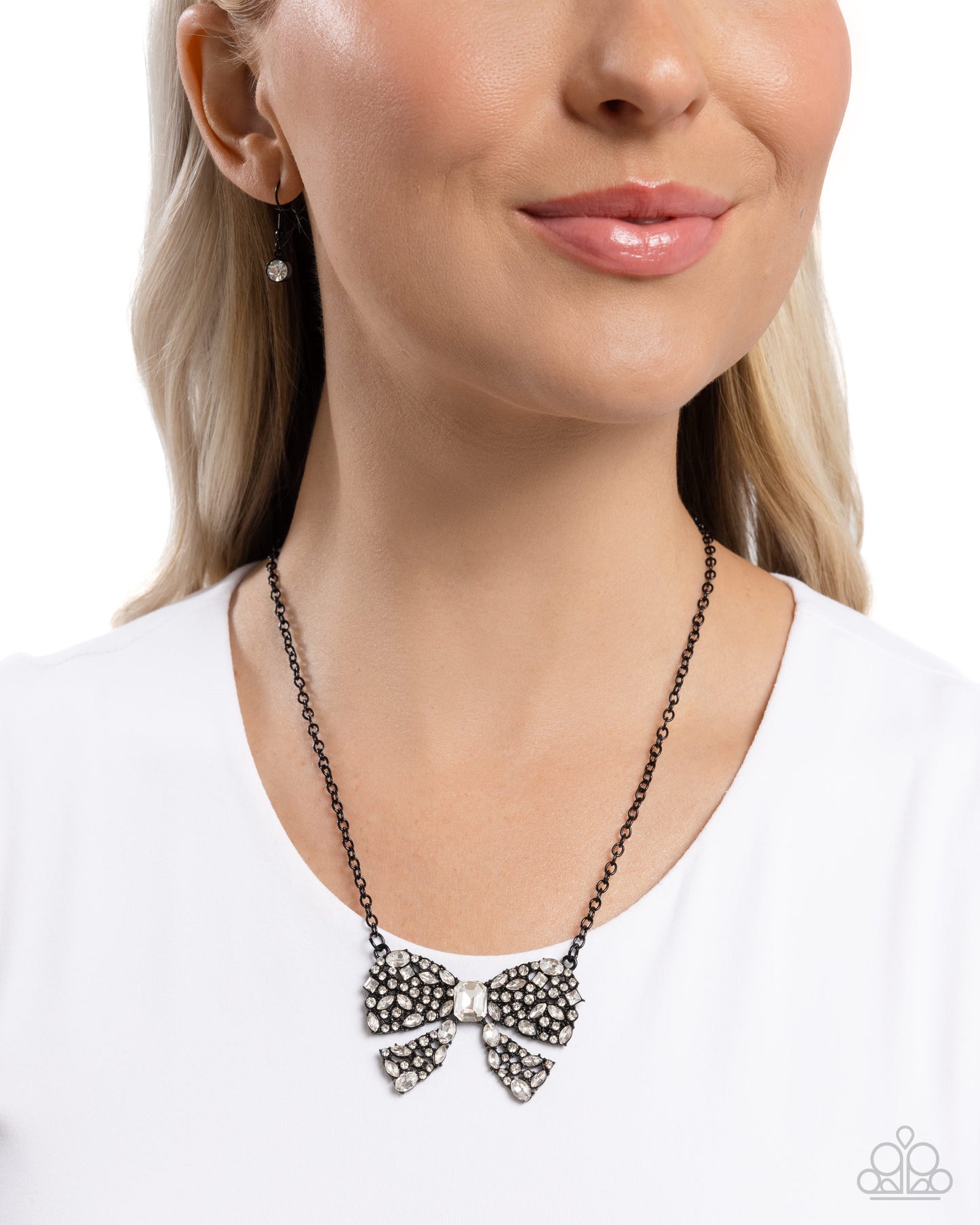 Bewitching Bow - Black Dipped Metal Necklace - Paparazzi Accessories