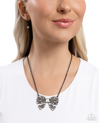 Bewitching Bow - Black Dipped Metal Necklace - Paparazzi Accessories