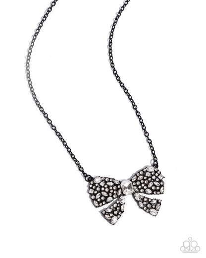 Bewitching Bow - Black Dipped Metal Necklace - Paparazzi Accessories