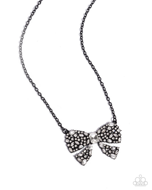 Bewitching Bow - Black Dipped Metal Necklace - Paparazzi Accessories