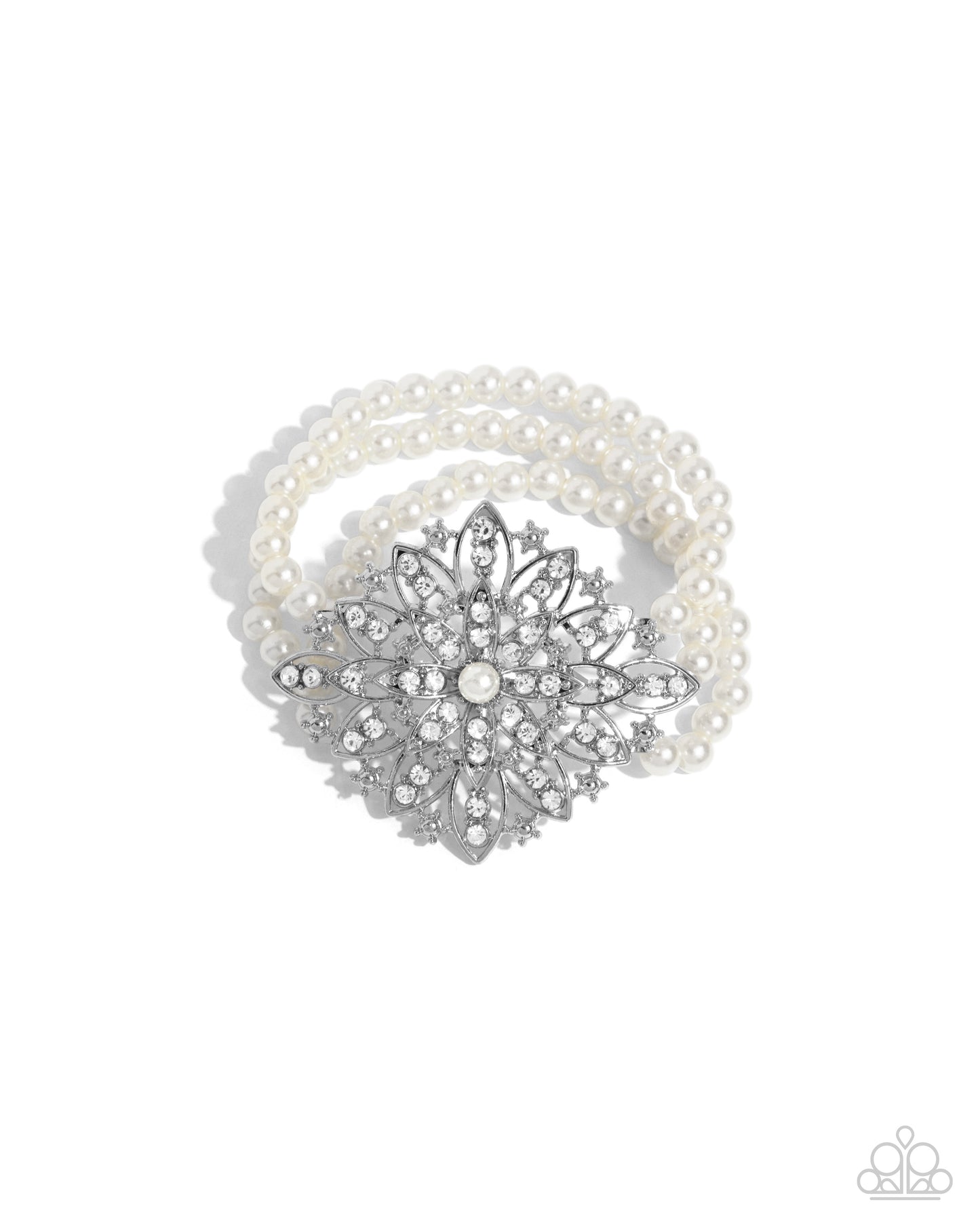 Flattering Florals - White Pearl Clasp Bracelet - Paparazzi Accessories