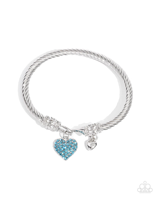 Heart Hour - Blue Rhinestone Hook and Eye Closure Bracelet - Paparazzi Accessories