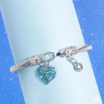 Heart Hour - Blue Rhinestone Hook and Eye Closure Bracelet - Paparazzi Accessories