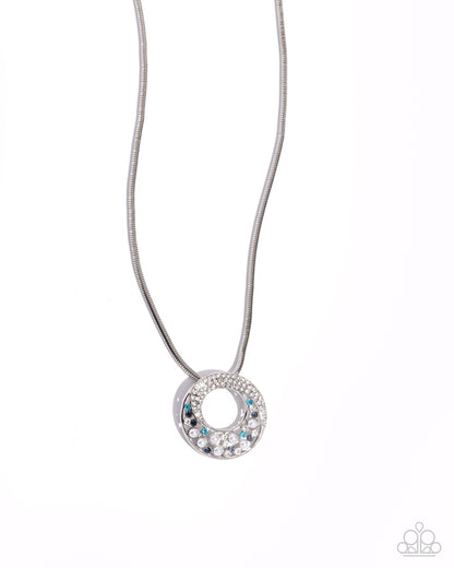 Scintillating Spiral - Blue Pendant Necklace - Paparazzi Accessories