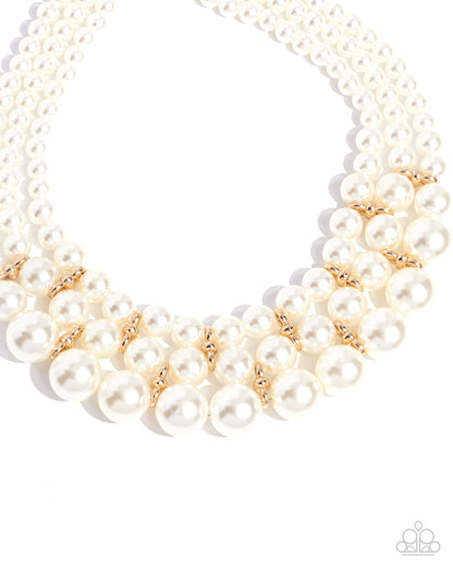 Glossy Gala - Gold & Pearl Necklace - Paparazzi Accessories