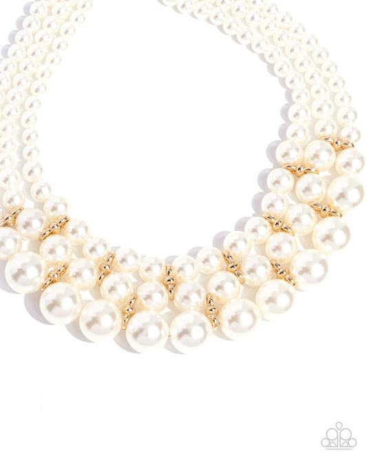 Glossy Gala - Gold & Pearl Necklace - Paparazzi Accessories