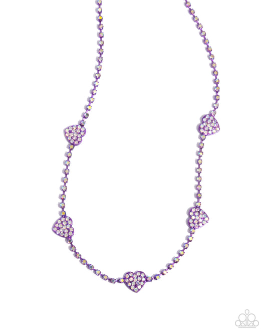 Homecoming Hearts - Purple Dipped Metal Necklace - Paparazzi Accessories