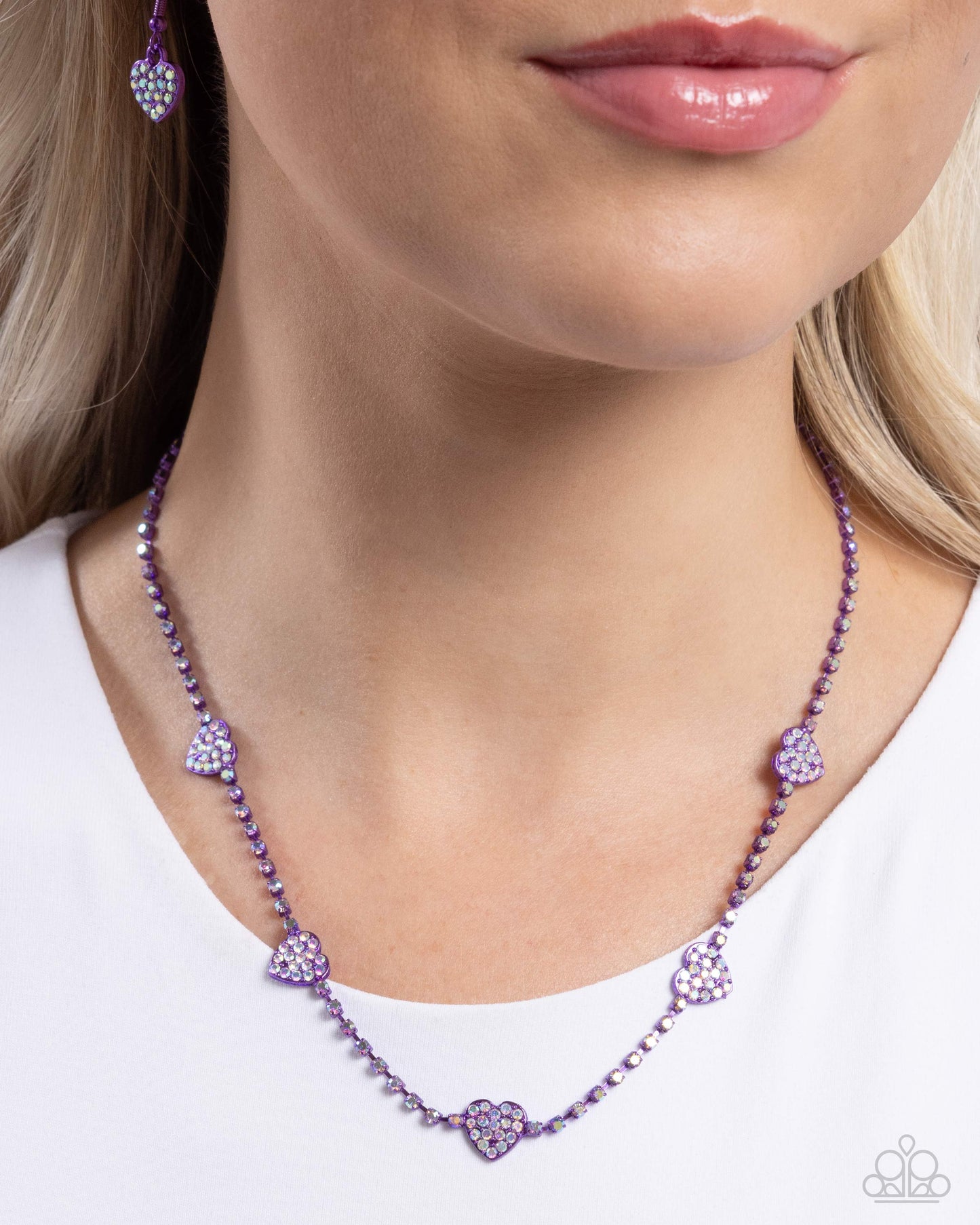 Homecoming Hearts - Purple Dipped Metal Necklace - Paparazzi Accessories