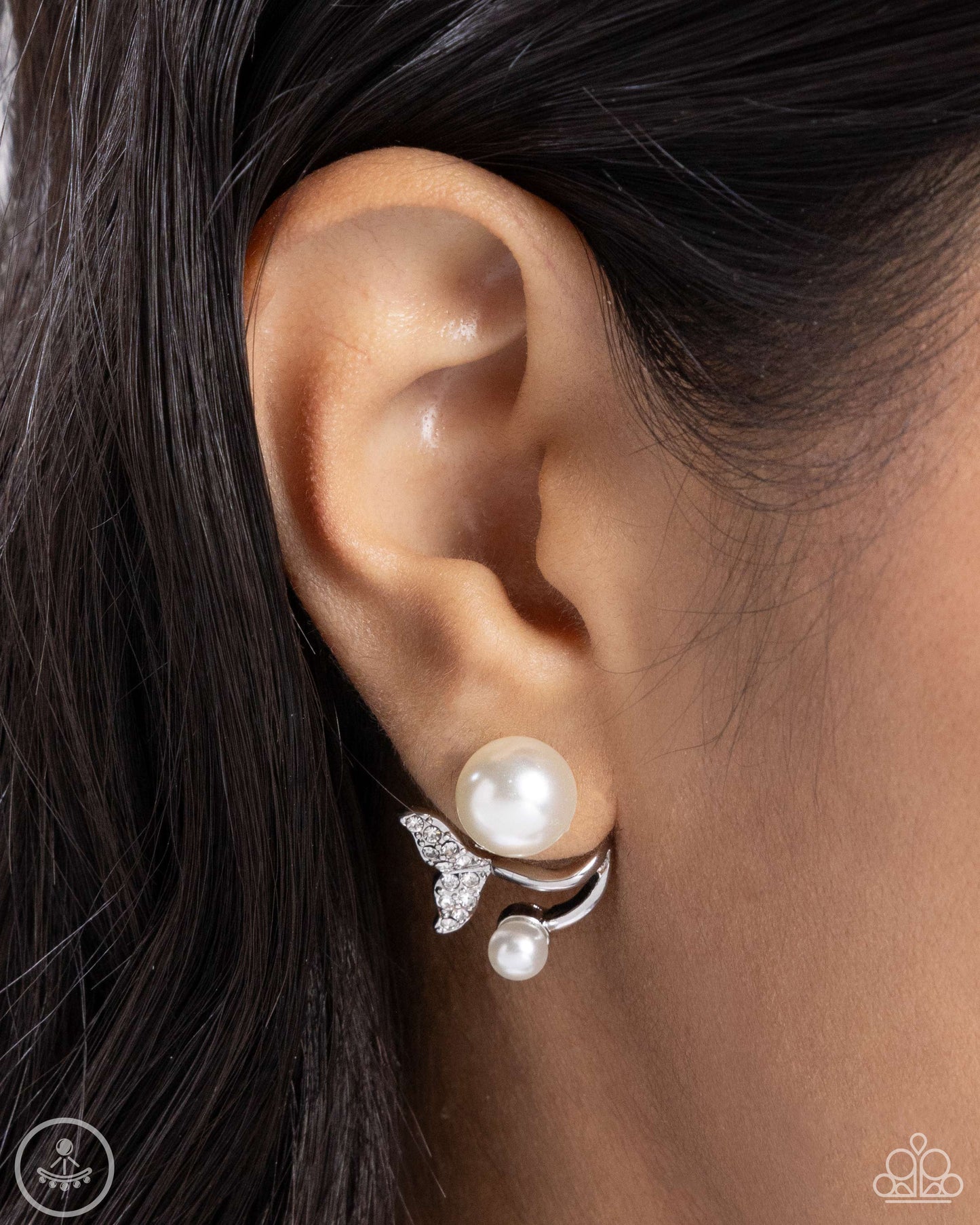 Modular Mermaid - White Pearl Silver Post Earrings - Paparazzi Accessories