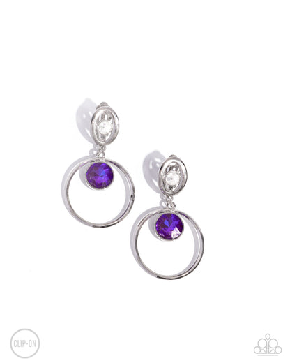 Modern Moment - Purple Amethyst Gem Clip-on Earrings - Paparazzi Accessories