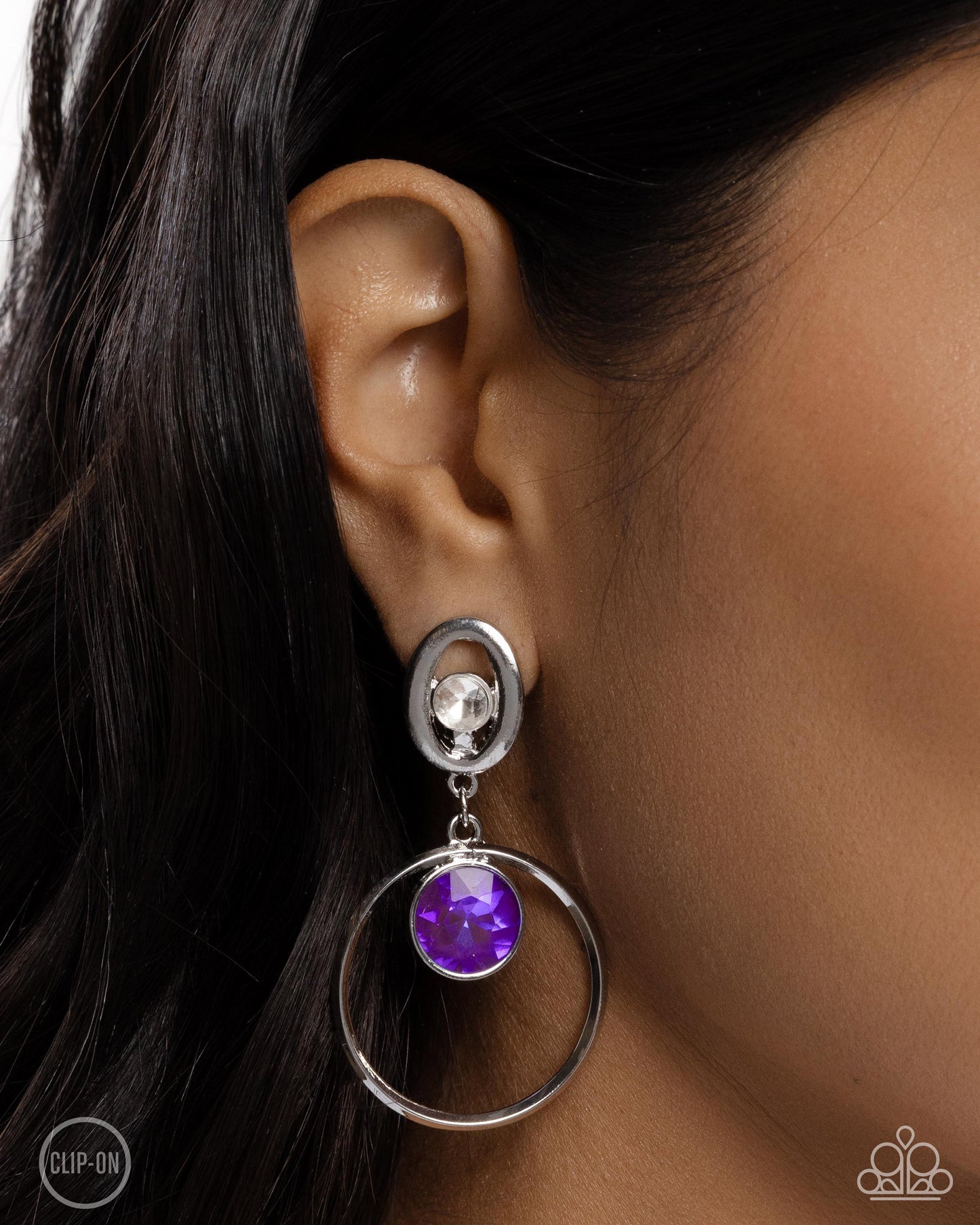 Modern Moment - Purple Amethyst Gem Clip-on Earrings - Paparazzi Accessories