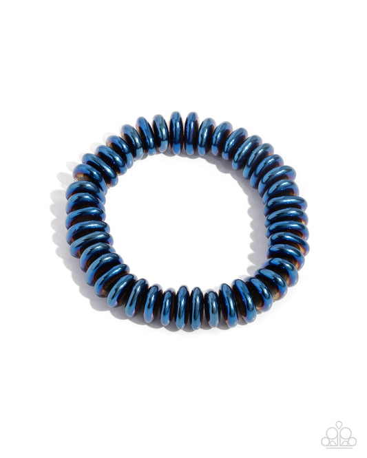 Dynamic Discs - Blue Oil Spill Stretchy Urban Bracelet - Paparazzi Accessories