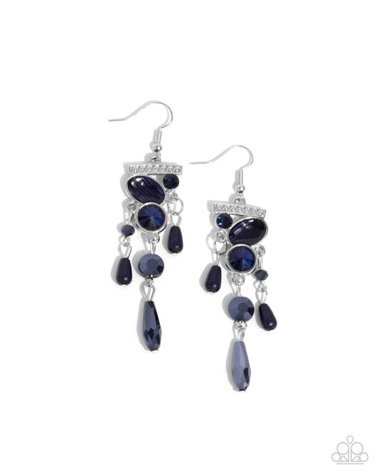 Triumphant Tassel - Blue Gem & Acrylic Silver Fishhook Earrings - Paparazzi Accessories