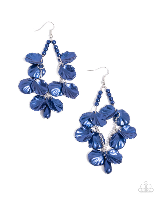 Coastal Century - Blue Pearl Bead Silver Fishhook Earrings - Paparazzi Accessories