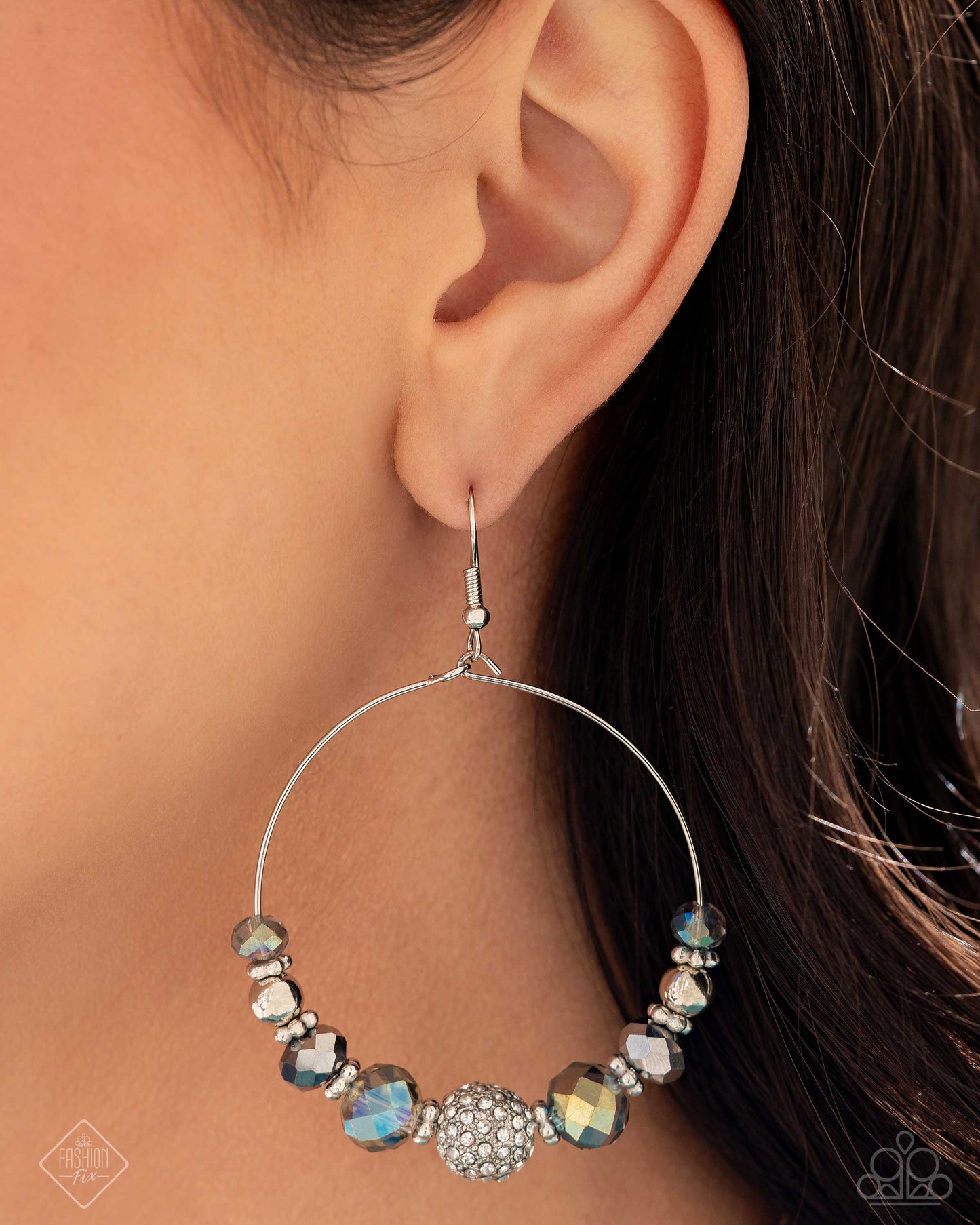 Ignited Intent - Silver UV beaded earrings - Paparazzi Accessories