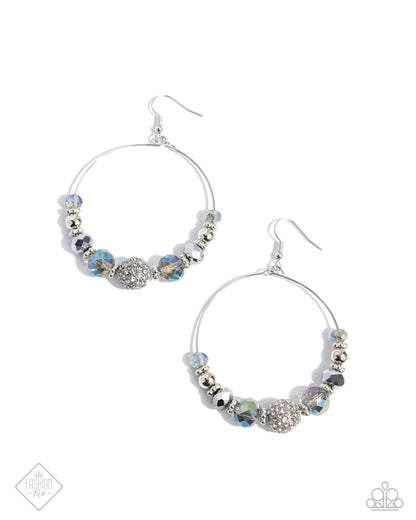 Ignited Intent - Silver UV beaded earrings - Paparazzi Accessories