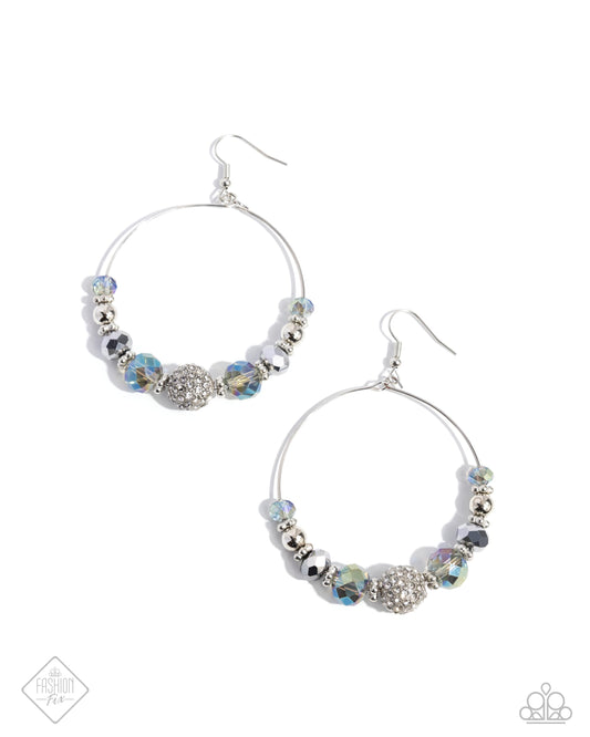 Ignited Intent - Silver UV beaded earrings - Paparazzi Accessories