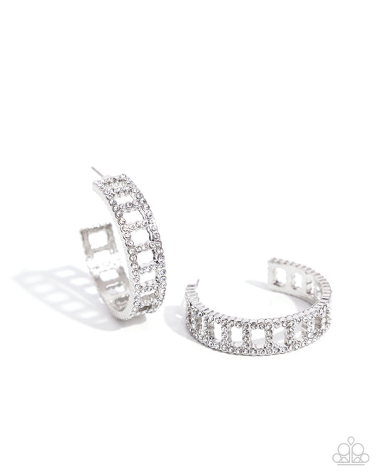 Bridging Brilliance - White Rhinestone Hoop Earrings - Convention Exclusive 2024 - Paparazzi Accessories