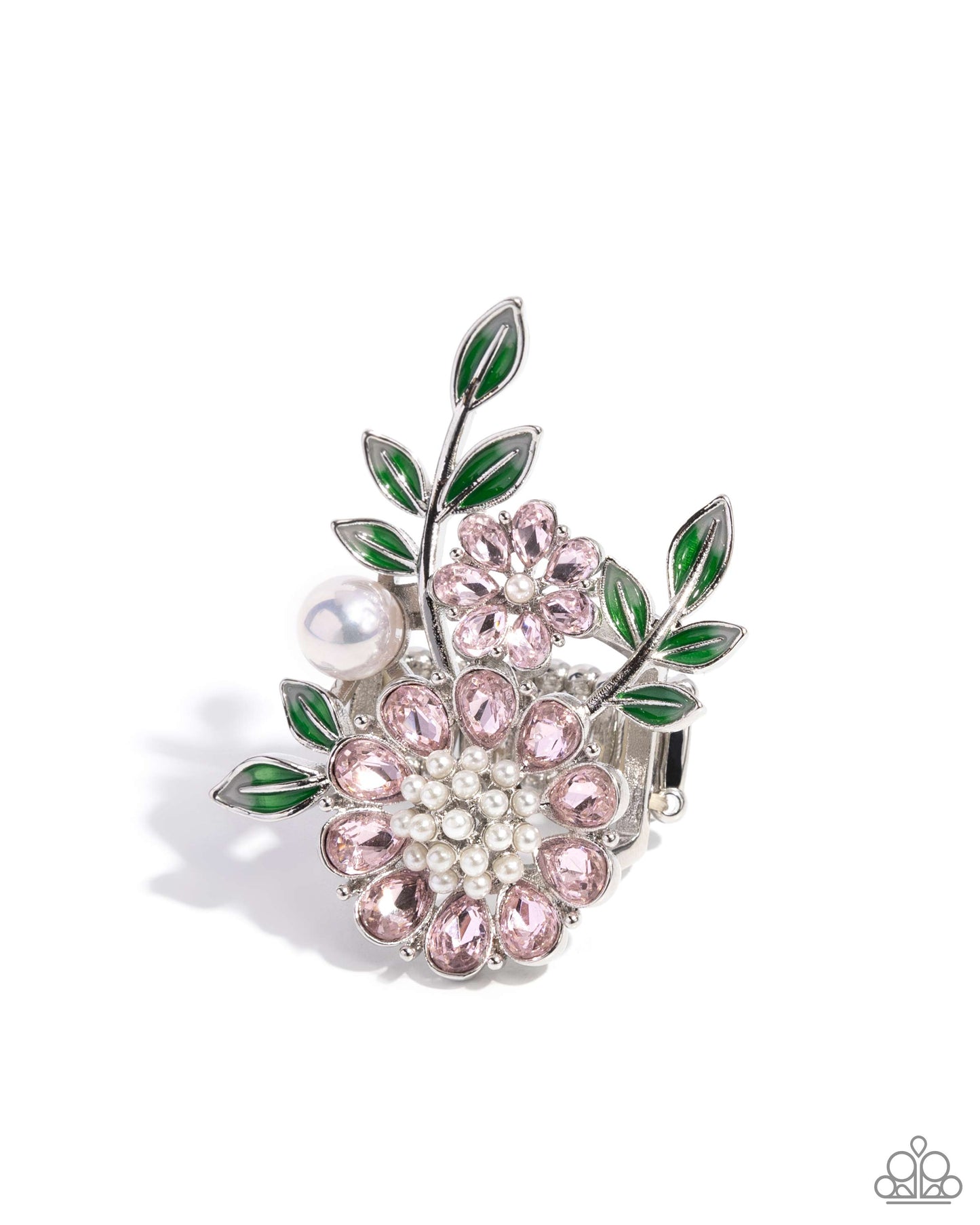 Budding Bling - Pink Flower Ring - August 2024 Life of the Party Exclusive - Paparazzi Accessories