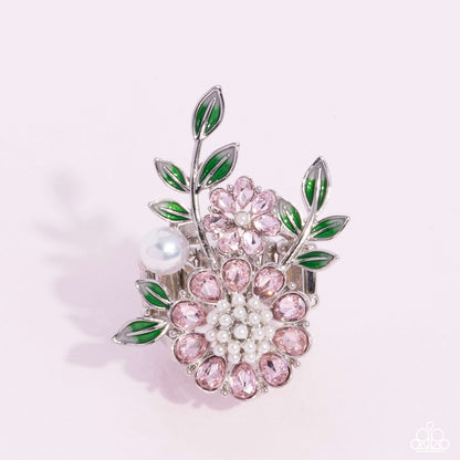 Budding Bling - Pink Flower Ring - August 2024 Life of the Party Exclusive - Paparazzi Accessories