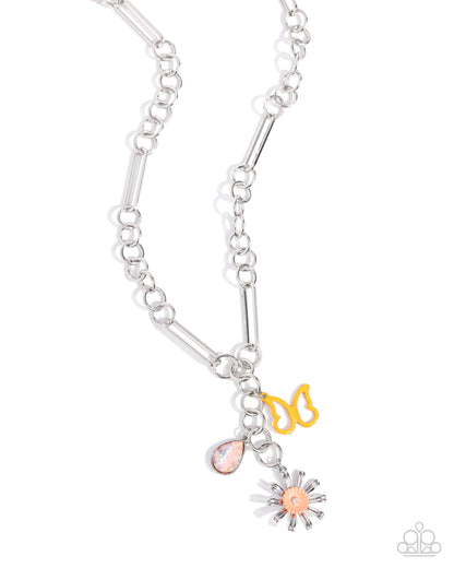 Aerial Adventure - Orange Butterfly Charm Necklace - Paparazzi Accessories