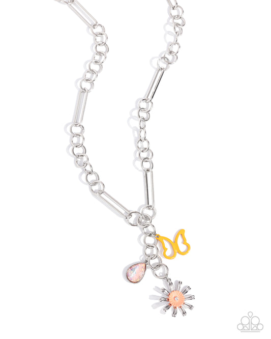 Aerial Adventure - Orange Butterfly Charm Necklace - Paparazzi Accessories