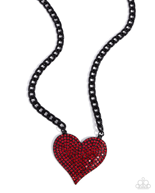 Affectionate Action - Red Rhinestone Heart Necklace - Paparazzi Accessories