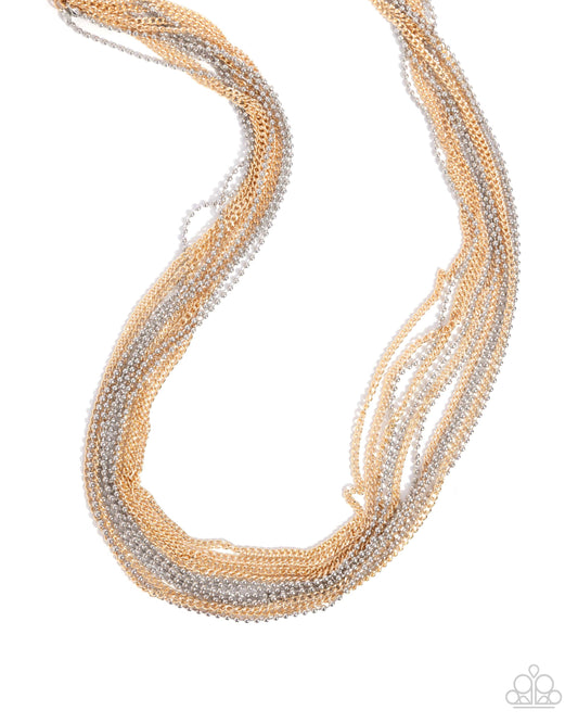 Backstage Ball - Multi Silver & Gold Necklace - Paparazzi Accessories