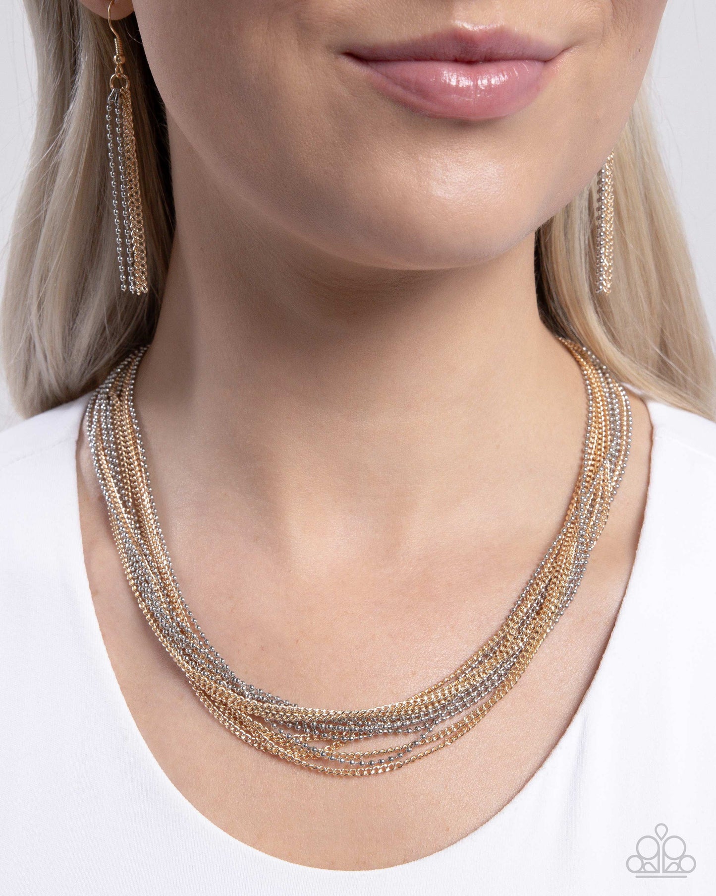 Backstage Ball - Multi Silver & Gold Necklace - Paparazzi Accessories