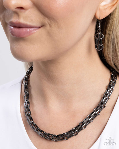 Immaculate Industry - Black Gunmetal Chain Necklace - Paparazzi Accessories